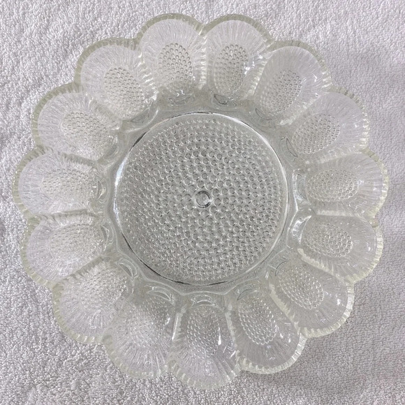 Vintage Indiana Clear Glass Hobnail Deviled Egg Platter Tray Dish - Picture 4 of 11